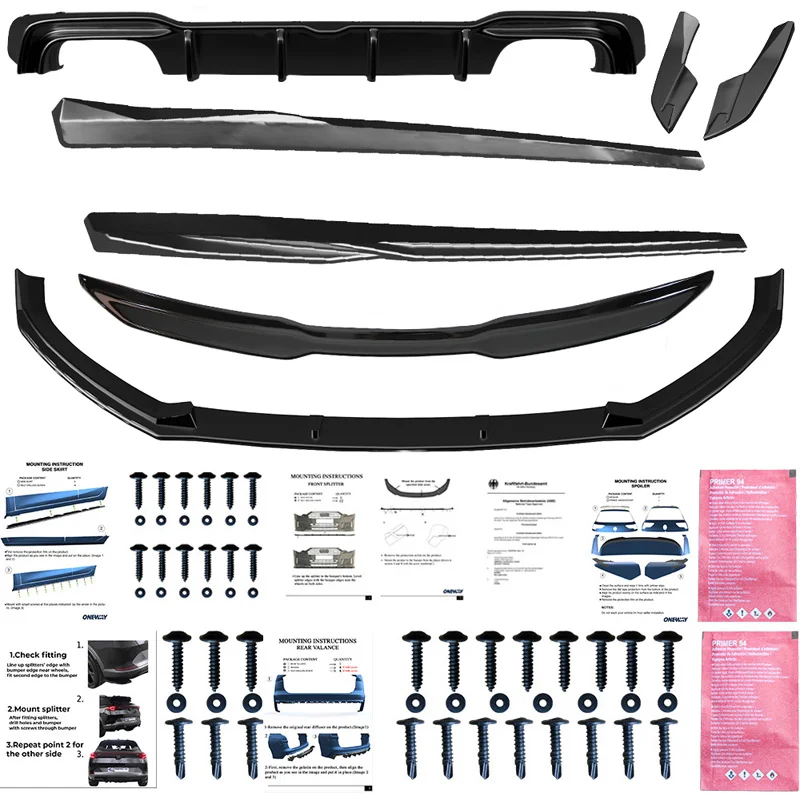 Oneway Complete bodykit passend voor Audi S3 8V Sedan 2016-2020 - Glanzend zwart - Afbeelding 10