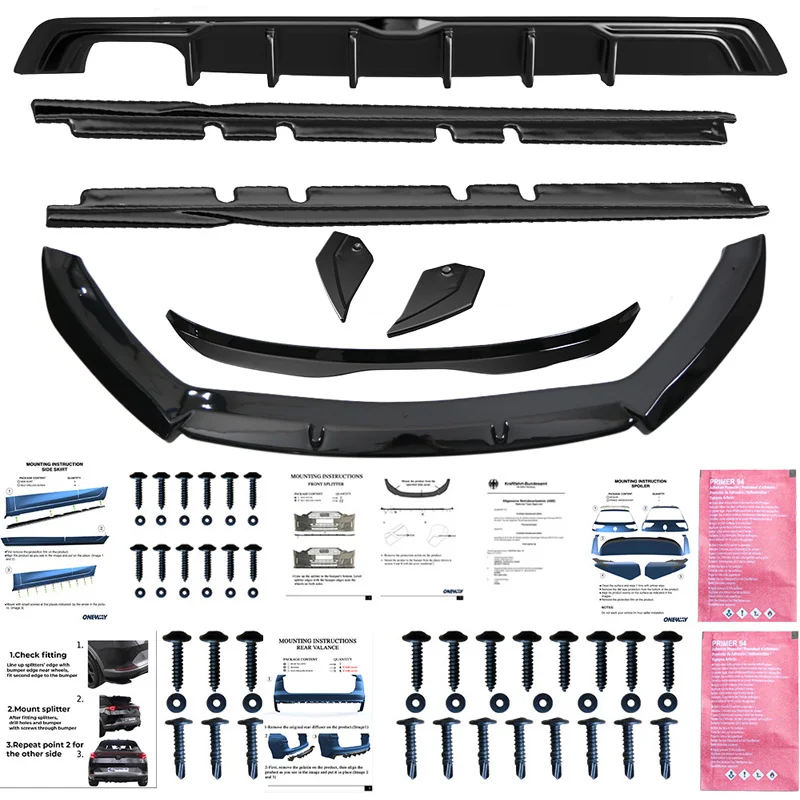 Oneway Complete bodykit passend voor Seat Leon (5F) HB 5-deurs FR Facelift 2017-2020 - Glanzend zwart - Afbeelding 7